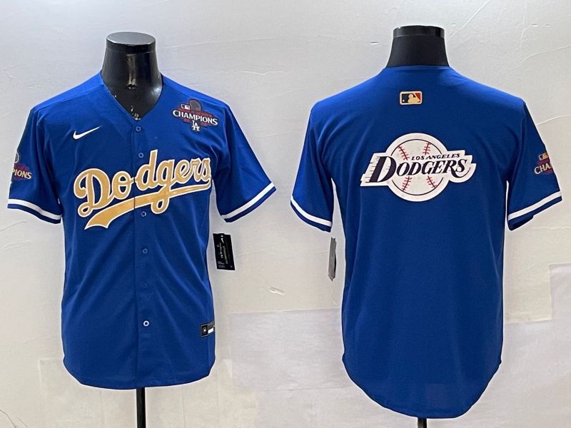 Men Los Angeles Dodgers Blank Blue Champion gold character 2025 Nike MLB Jersey style 26